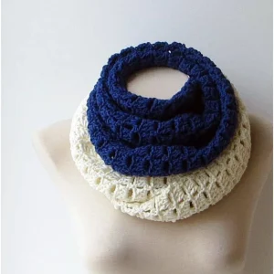 Handwoven Two-Tone Crochet Infinity Scarf