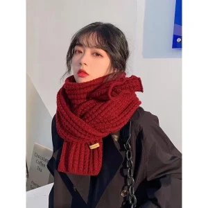 Handwoven Burgundy Ribbed Scarf