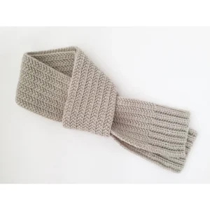 Handwoven Light Gray Crochet Scarf with Fringes